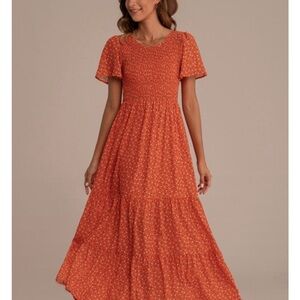 Petallush Orange Floral Maxi Dress